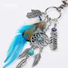 Boho dreamcatcher keyring with feather charm stylish keychain for bags and keys